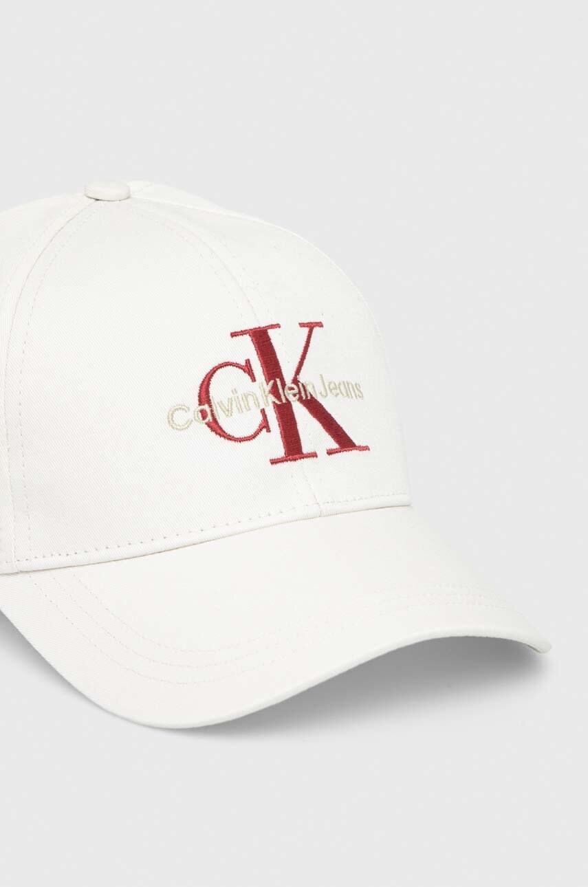 Бавовняна бейсболка Calvin Klein Jeans колір білий з аплікацією