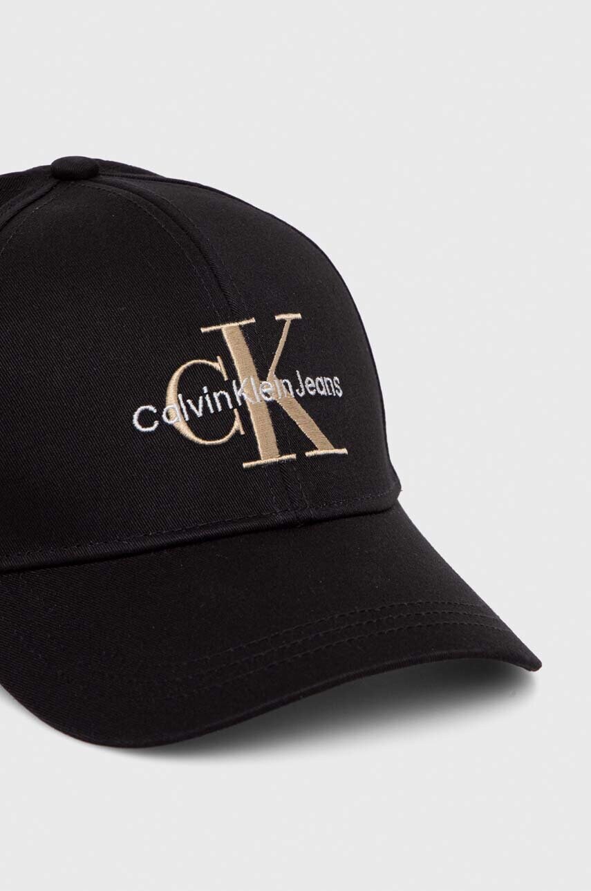 Бавовняна бейсболка Calvin Klein Jeans колір чорний з аплікацією