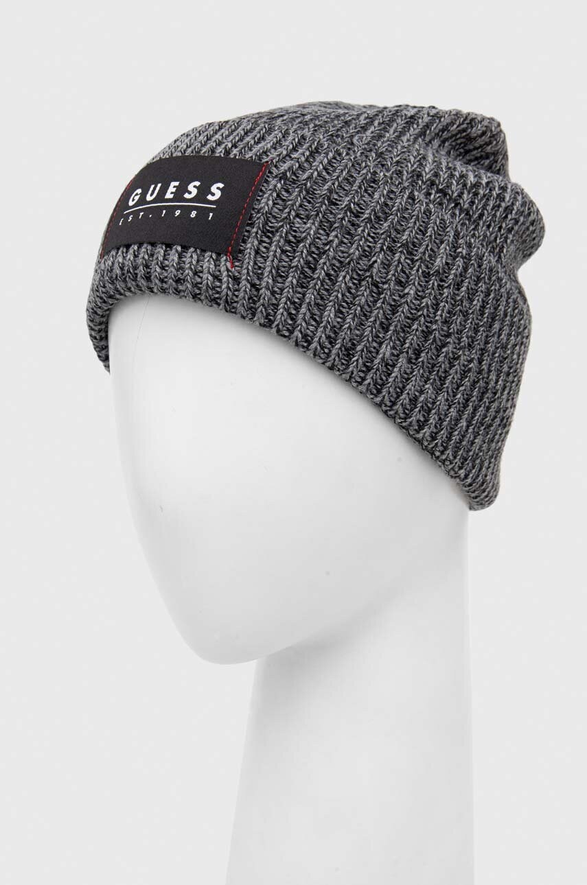Шапка з домішкою вовни Guess колір чорний