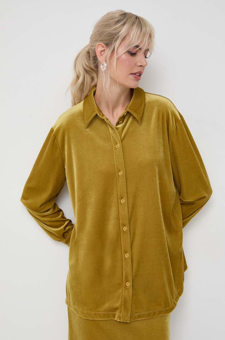 Сорочка Max Mara Leisure жіноча колір жовтий regular класичний комір