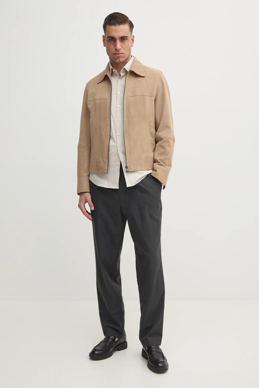 Сорочка Calvin Klein чоловіча колір бежевий slim класичний комір K10K108229