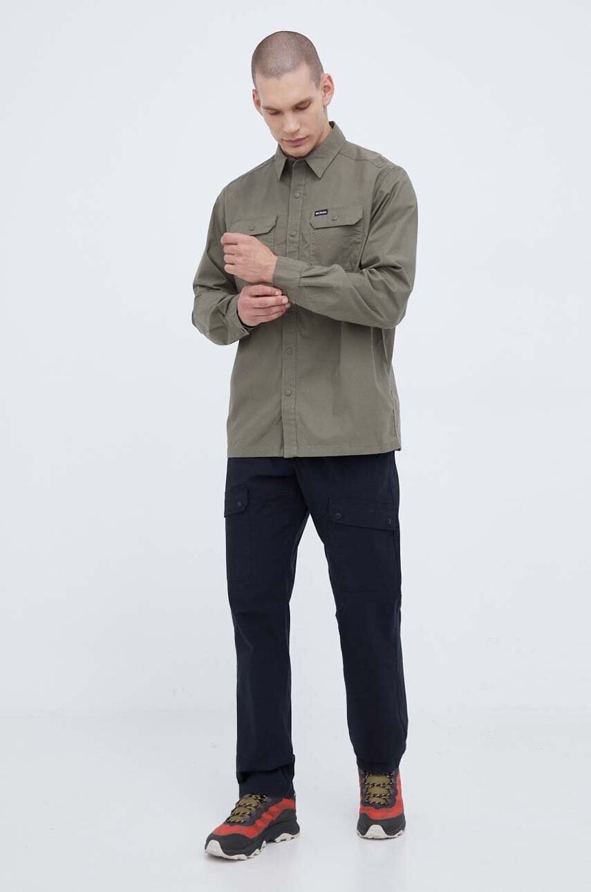 Сорочка Columbia чоловіча колір зелений regular класичний комір