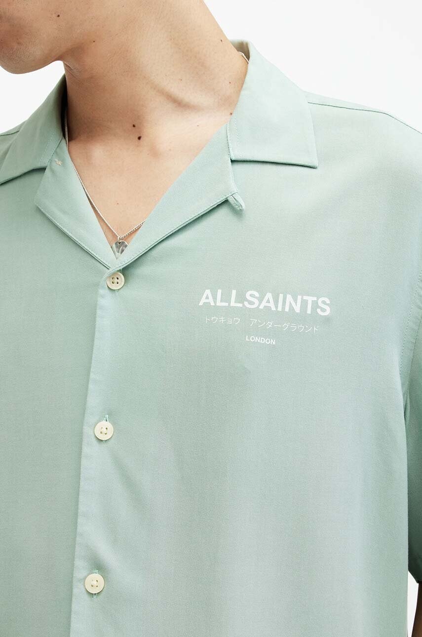 Сорочка AllSaints чоловіча колір зелений regular