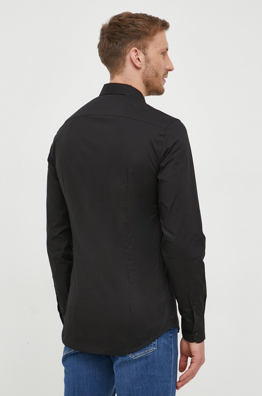 Сорочка Trussardi чоловіча колір чорний slim з італійським коміром