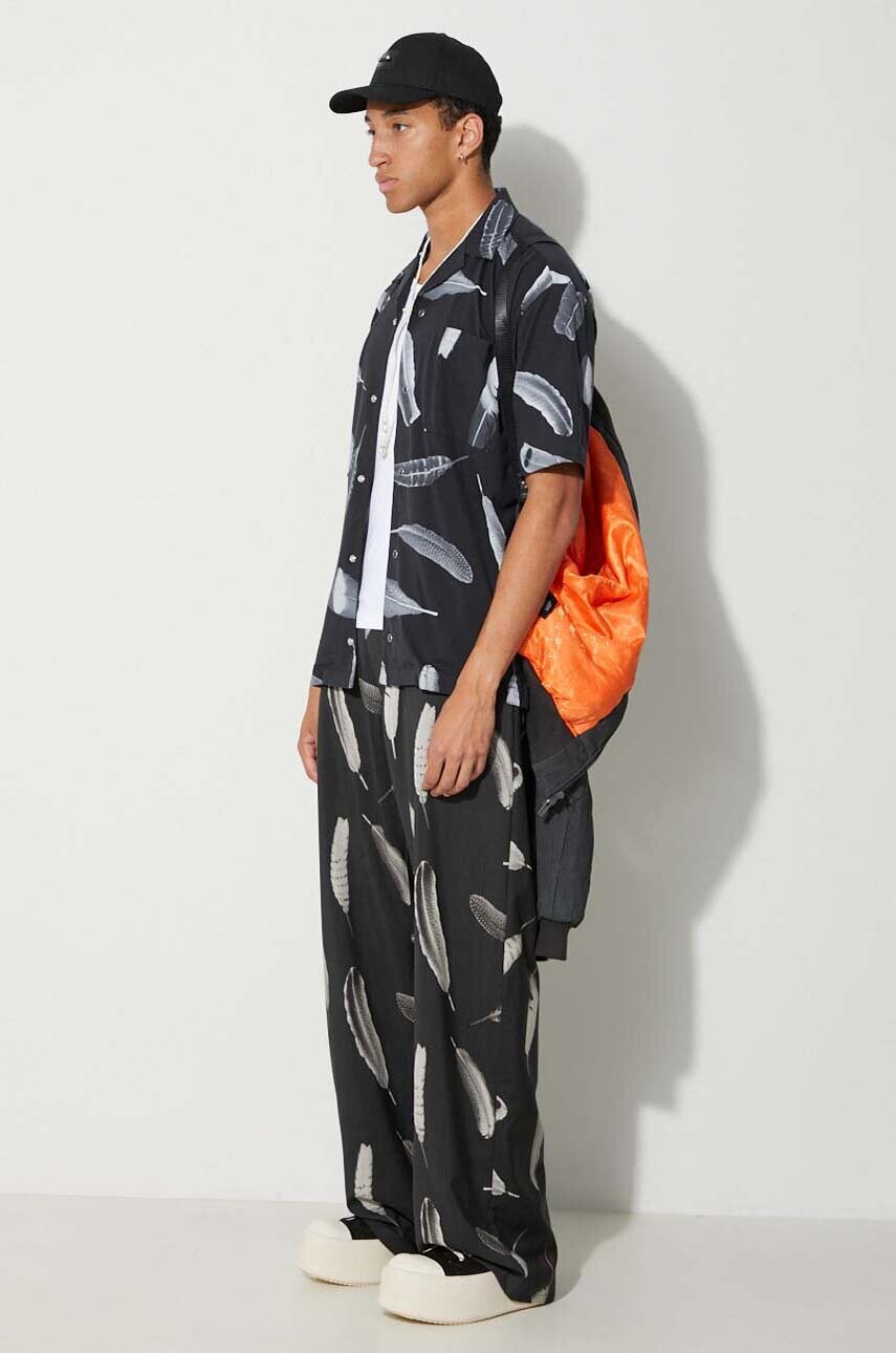 Бавовняна сорочка Marcelo Burlon Aop Wind Feather Hawaii чоловіча колір чорний relaxed