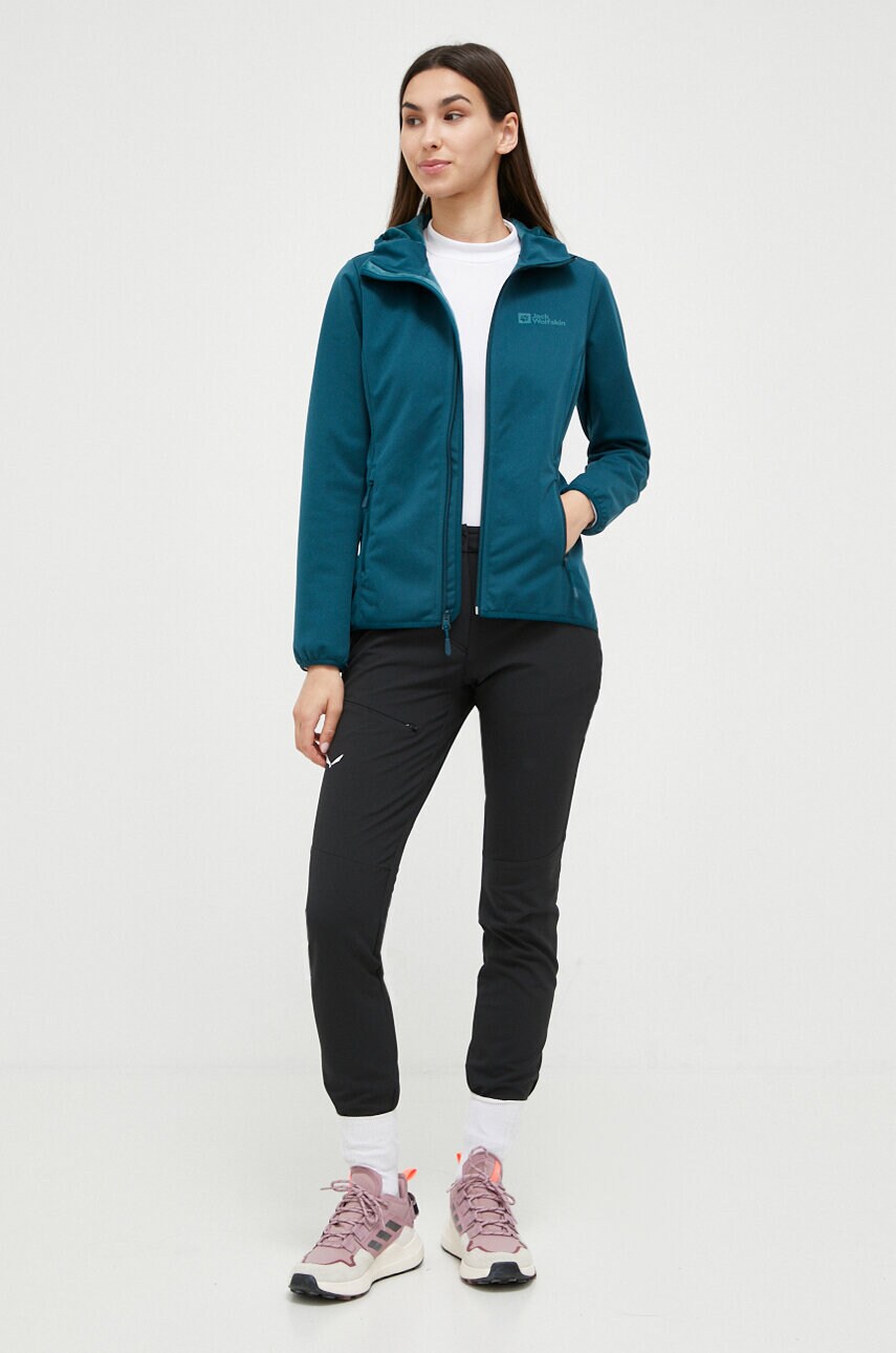 Куртка outdoor Jack Wolfskin Windhain Hoody колір бірюзовий