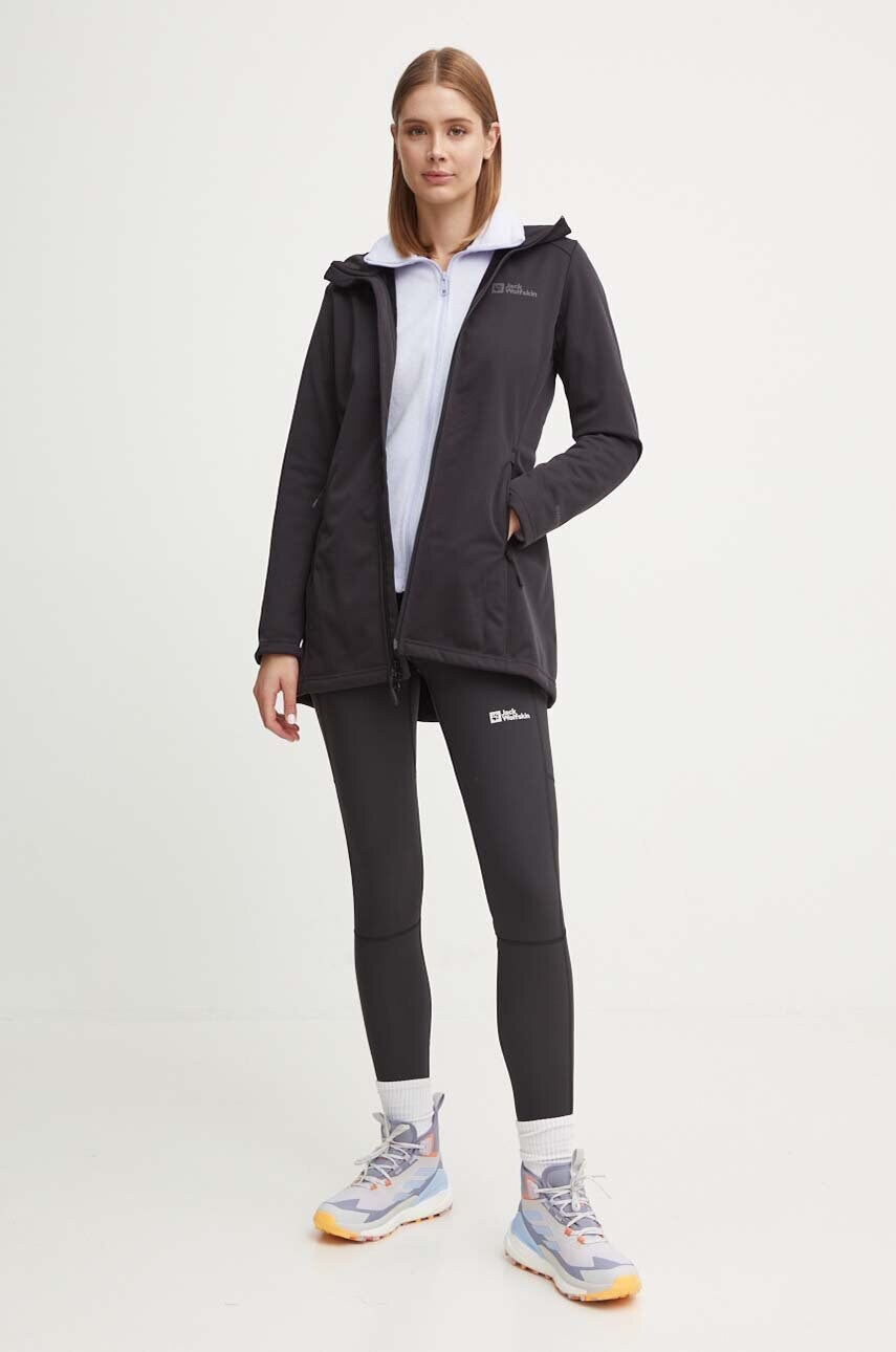 Куртка outdoor Jack Wolfskin Windhain колір чорний перехідна