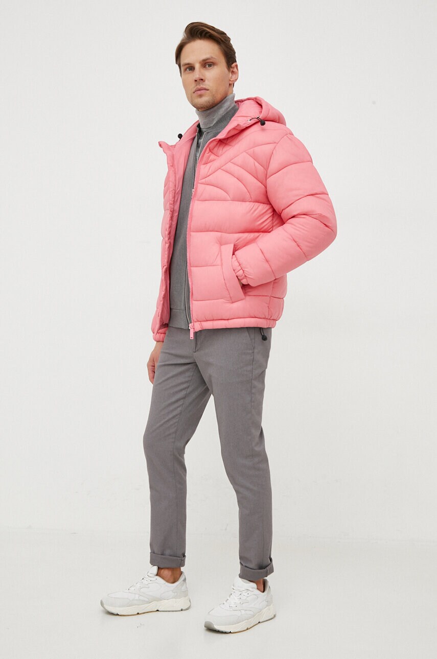 Куртка United Colors of Benetton колір рожевий зимова oversize