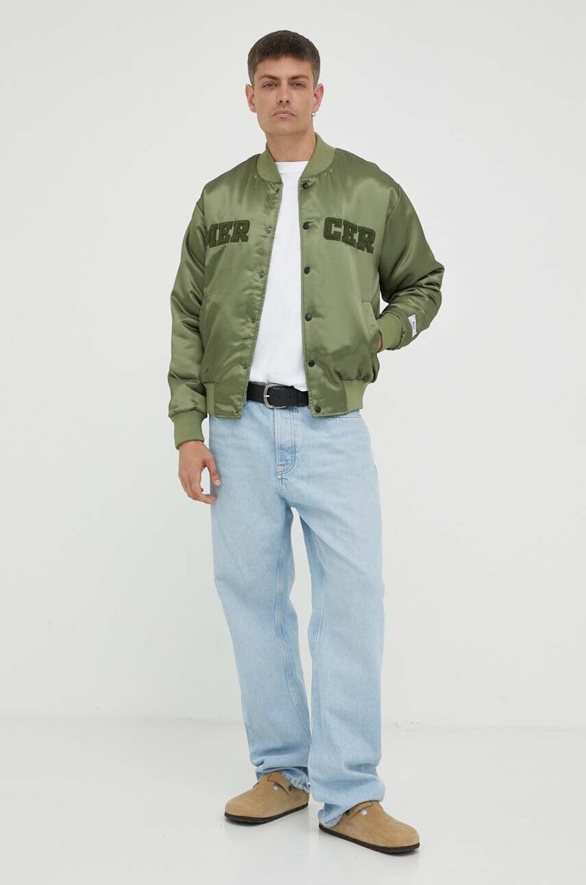 Куртка-бомбер The Mercer Brand колір зелений перехідна oversize