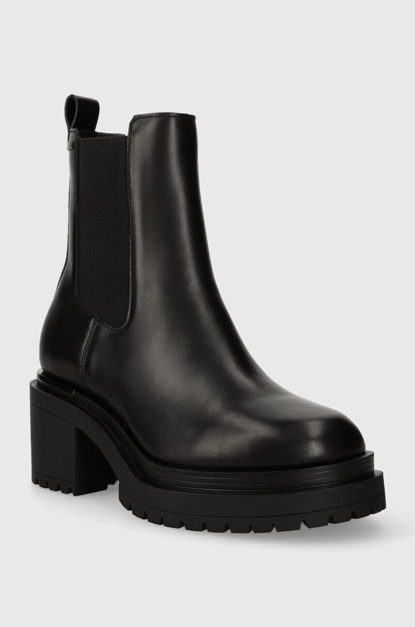 Шкіряні черевики Dkny Patria жіночі колір чорний каблук блок K3340304