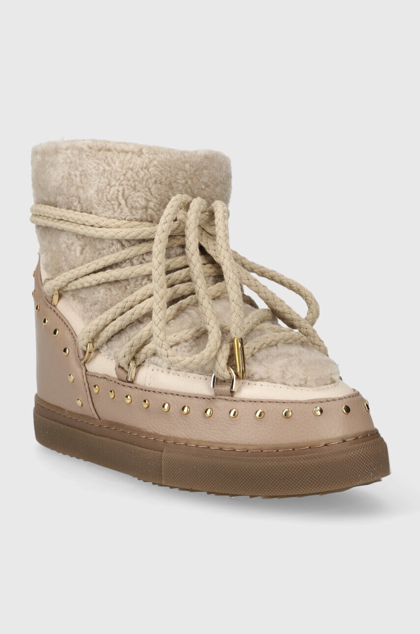 Шкіряні чоботи Inuikii Curly Rock Wedge колір бежевий 75103-076