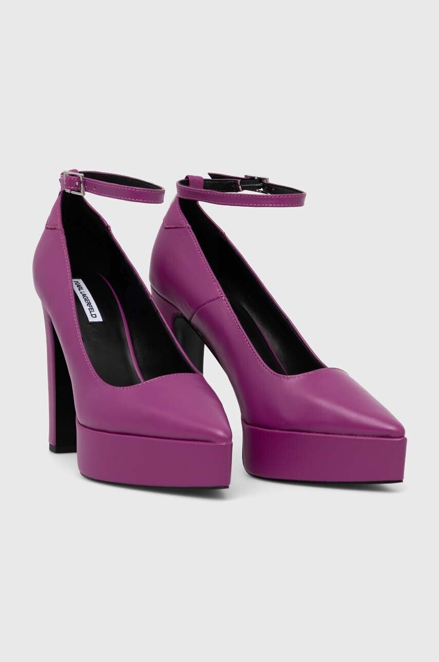 Шкіряні туфлі Karl Lagerfeld SOIREE PLATFORM колір фіолетовий каблук блок KL31710