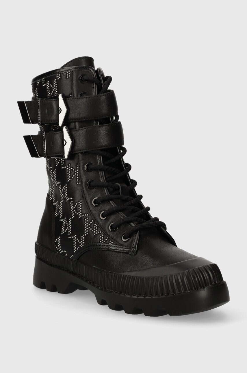 Шкіряні черевики Karl Lagerfeld TREKKA II KC жіночі колір чорний на плоскому ходу KL42586F