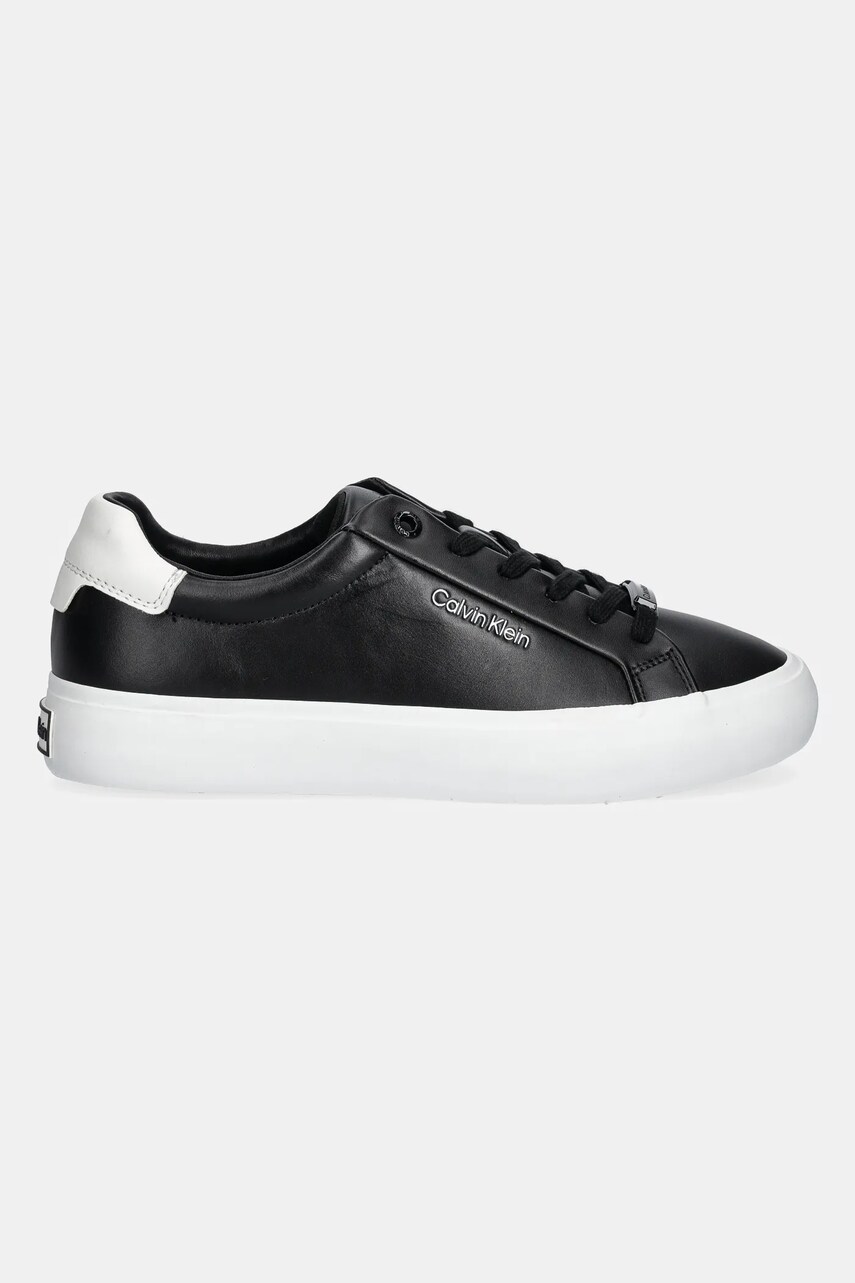 Шкіряні кросівки Calvin Klein VULC LACE UP колір чорний HW0HW01681