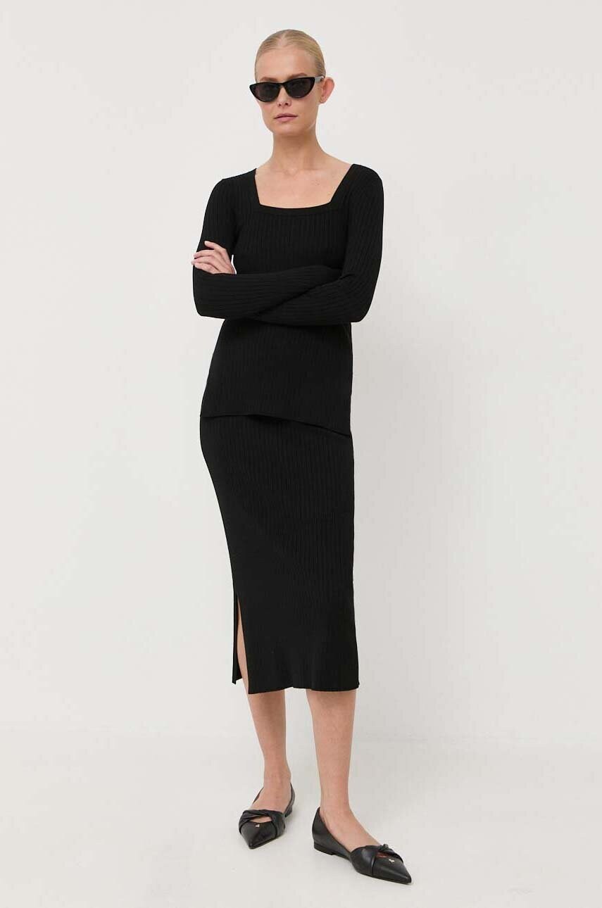 Спідниця Max Mara Leisure колір чорний midi пряма