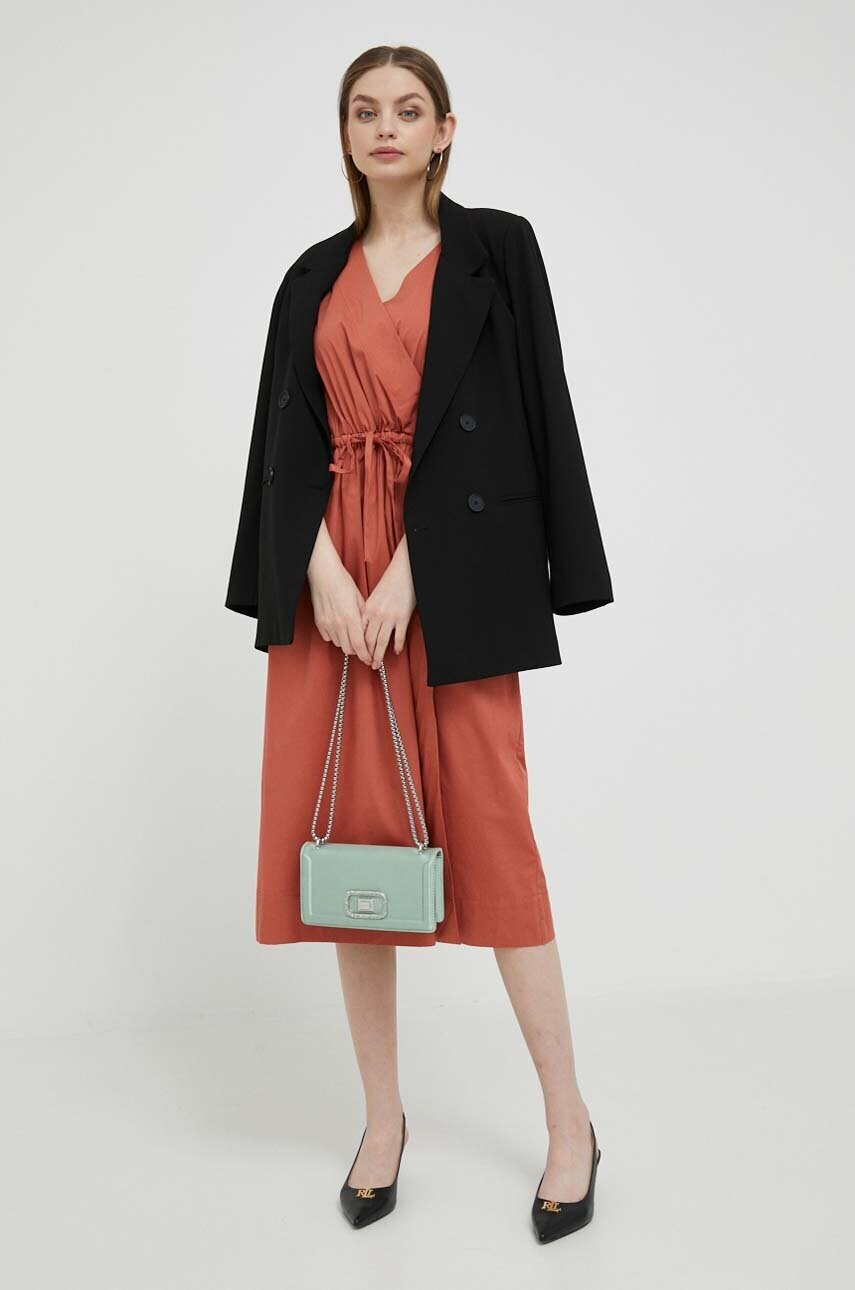 Сукня Dkny колір помаранчевий midi розкльошена