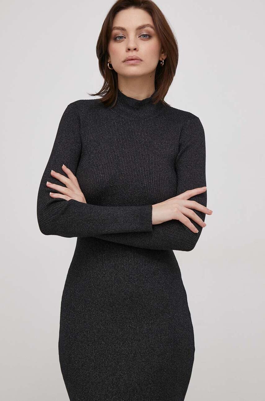 Сукня United Colors of Benetton колір чорний midi облягаюча