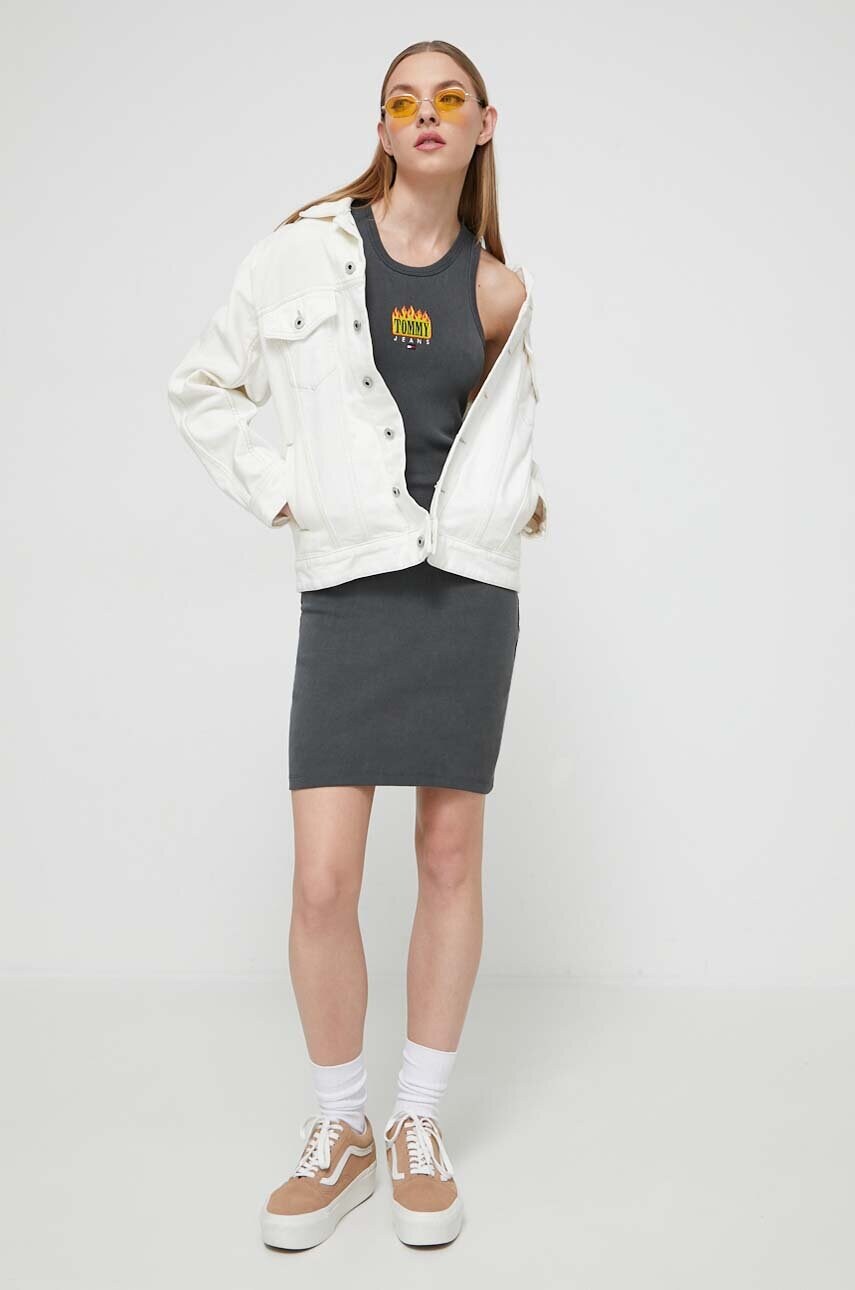 Сукня Tommy Jeans колір сірий mini облягаюча