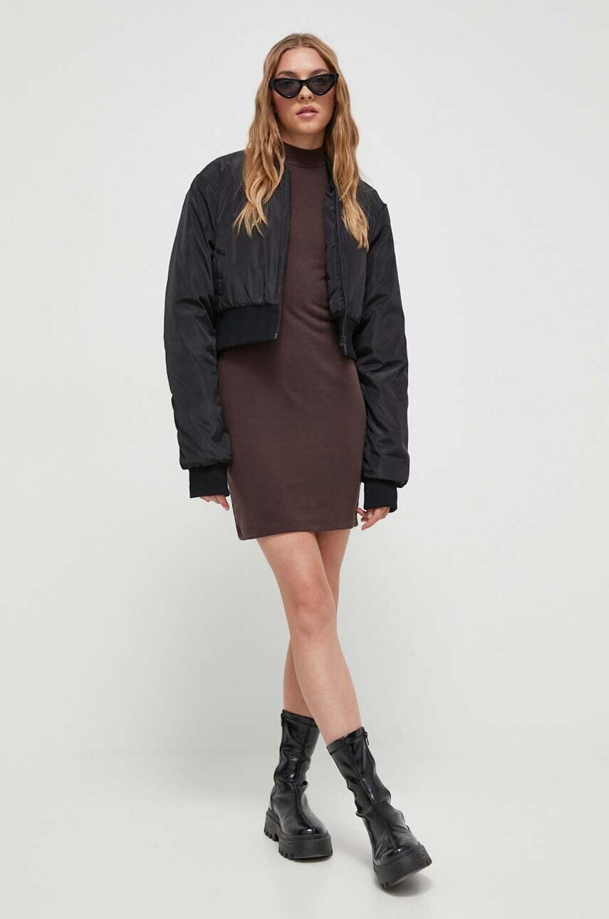 Сукня Superdry колір коричневий mini облягаюча