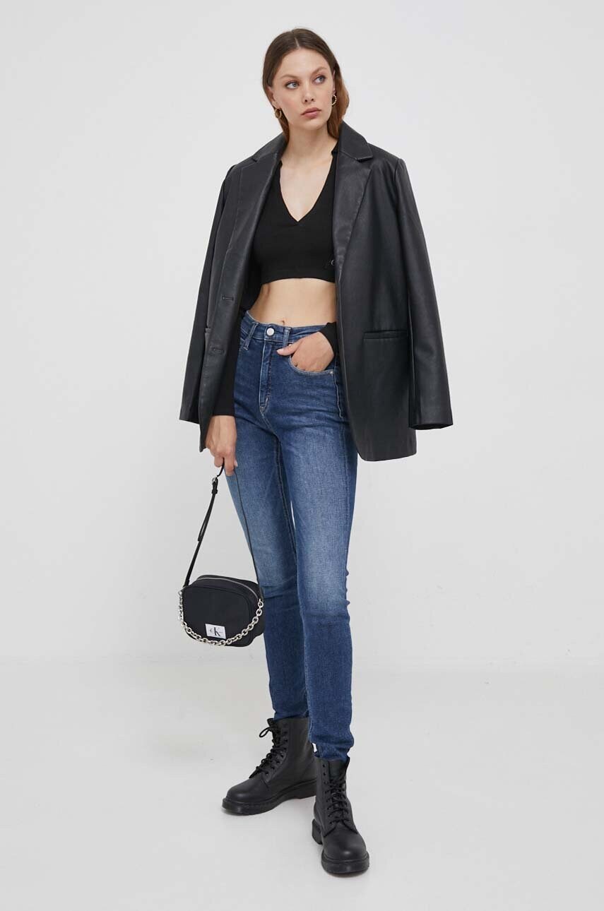 Лонгслів Calvin Klein Jeans жіночий колір чорний