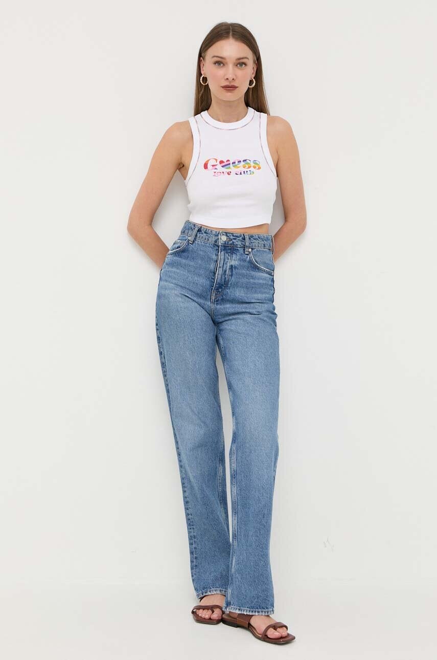 Бавовняний топ Guess колір білий