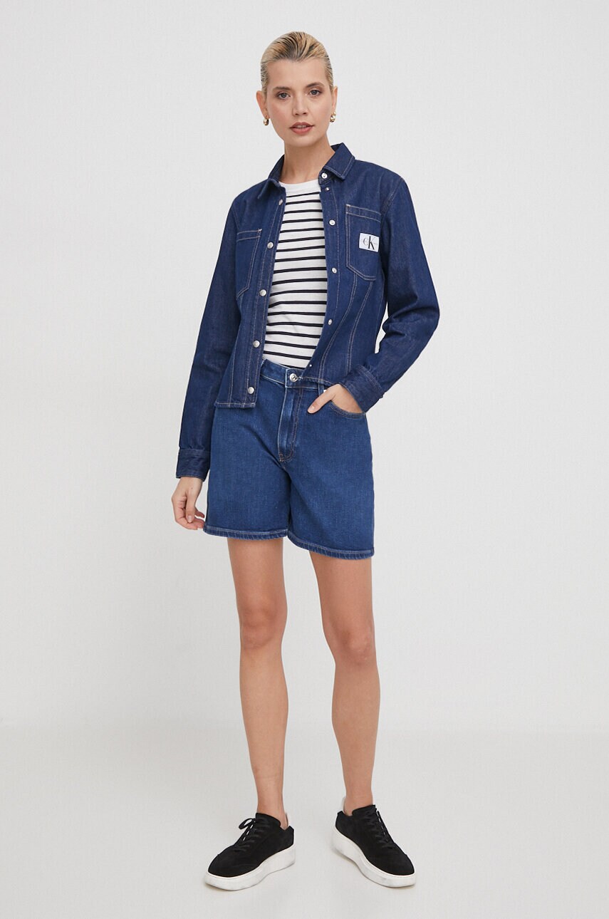 Бавовняний лонгслів Tommy Hilfiger колір синій