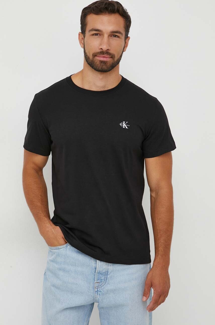 Бавовняна футболка Calvin Klein Jeans 2-pack колір білий однотонний