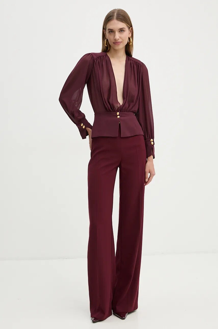 Сорочка Elisabetta Franchi жіноча колір бордовий regular CA07947E2