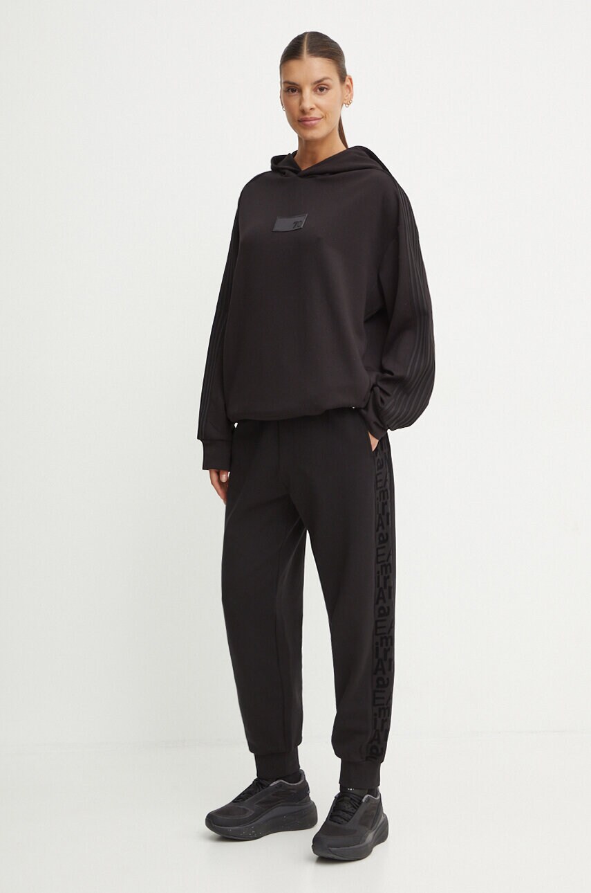 Кофта EA7 Emporio Armani жіноча колір чорний з капюшоном з аплікацією PJZKZ.6DUM02