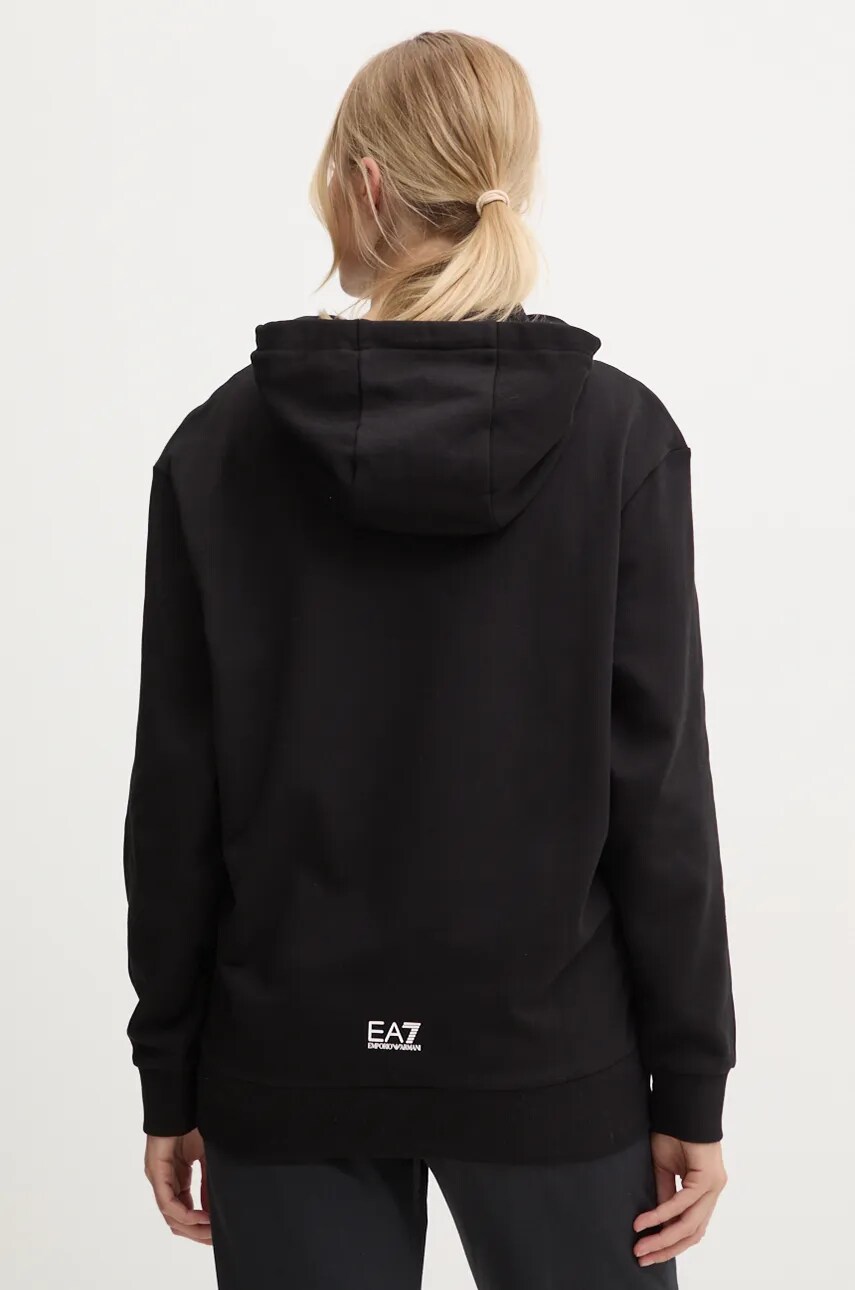 Кофта EA7 Emporio Armani жіноча колір чорний з капюшоном з принтом TJZCZ.6DTM13