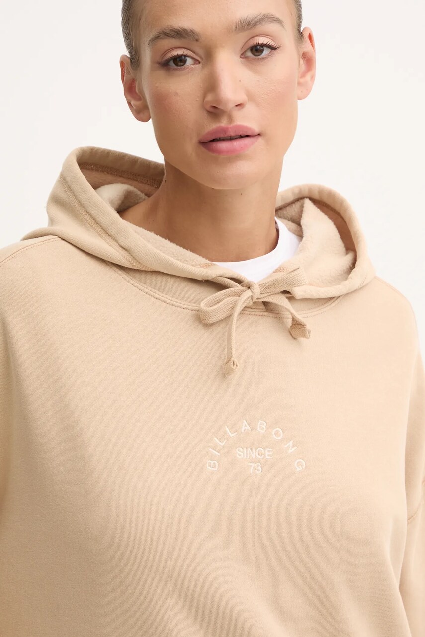 Кофта Billabong So Classic жіноча колір бежевий з капюшоном однотонна ABJFT00460