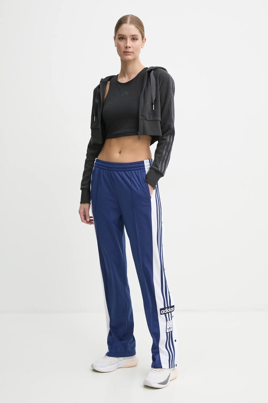 Кофта adidas Originals Femme Galore Short Fulzip Hoodie жіноча колір сірий з капюшоном з аплікацією JN3006