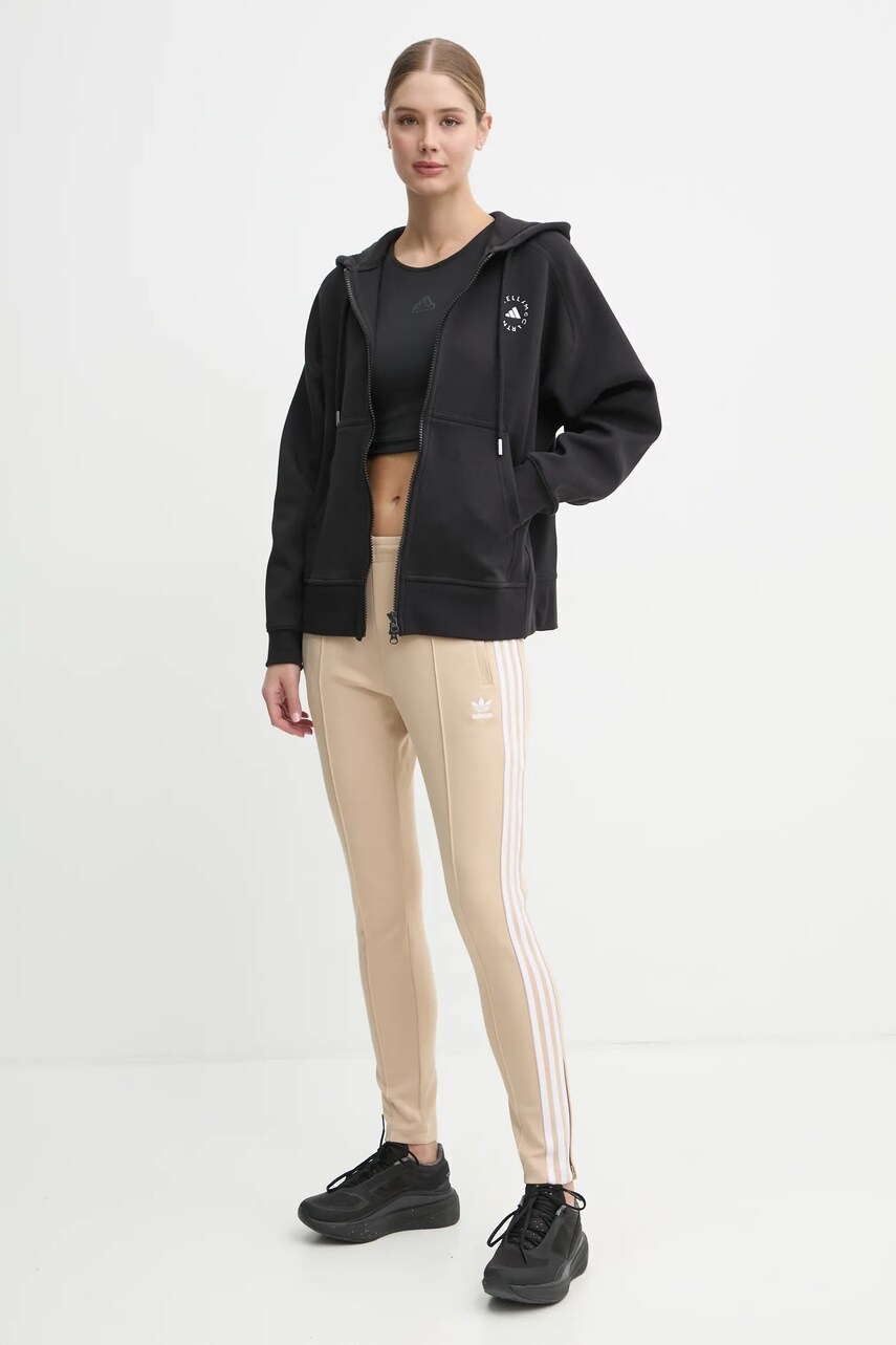 Кофта adidas by Stella McCartney жіноча колір чорний з капюшоном з принтом JF6337