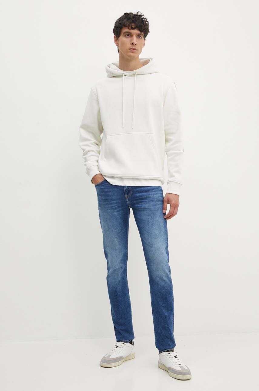 Кофта Calvin Klein Jeans чоловіча колір бежевий з капюшоном однотонна J30J325632
