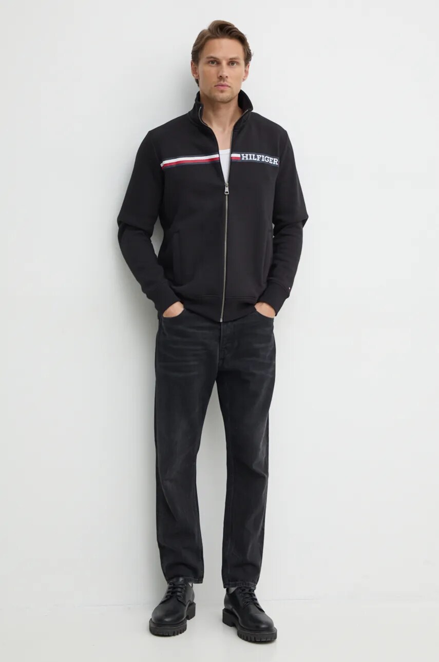 Кофта Tommy Hilfiger чоловіча колір чорний з принтом MW0MW36736