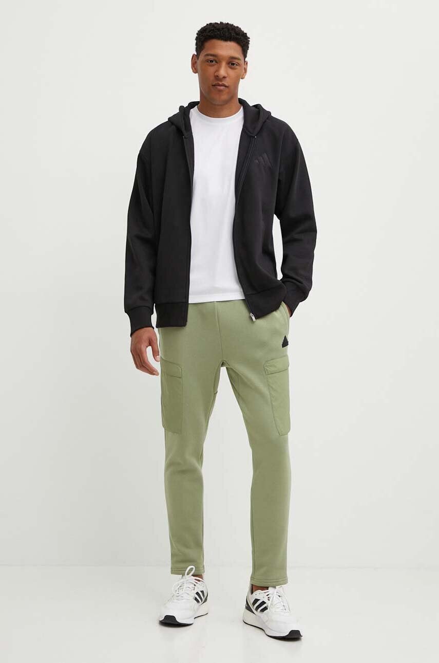 Кофта adidas All SZN чоловіча колір чорний з капюшоном з аплікацією IX1249
