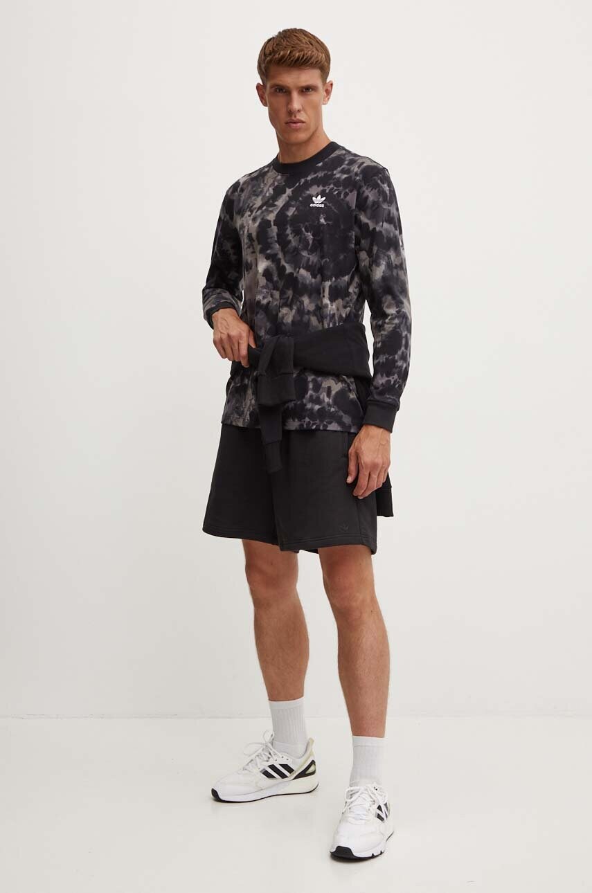 Бавовняний лонгслів adidas Originals колір чорний візерунок IZ2509