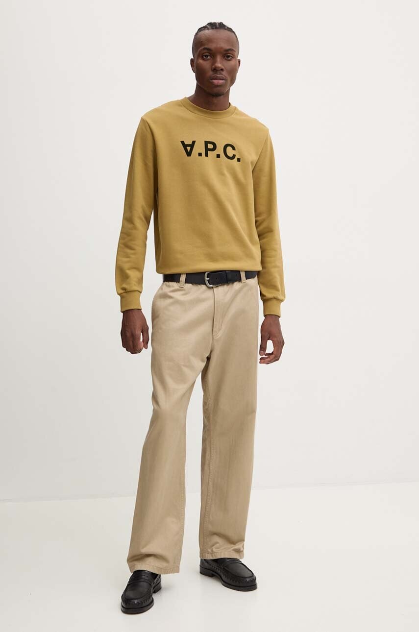 Бавовняна кофта A.P.C. sweat standard grand vpc GOTS колір зелений з аплікацією COHBN.M27907