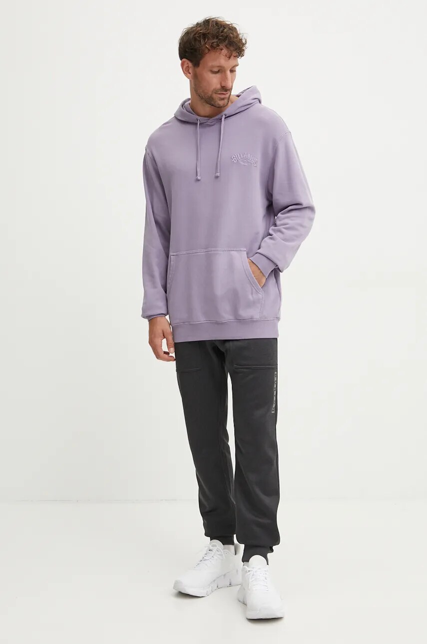 Кофта Billabong Wave Washed Pullover чоловіча колір фіолетовий з капюшоном однотонна ABYFT00474