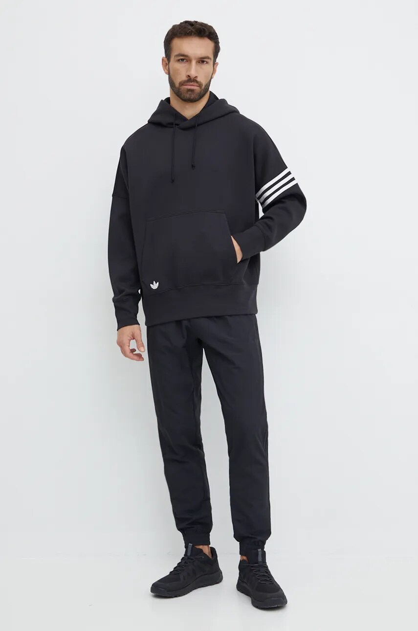 Кофта adidas Originals Neuclassics C Hoodie чоловіча колір чорний з капюшоном з аплікацією IW0975