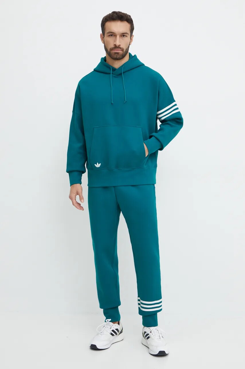 Кофта adidas Originals Neuclassics C Hoodie чоловіча колір зелений з капюшоном з аплікацією JF9140