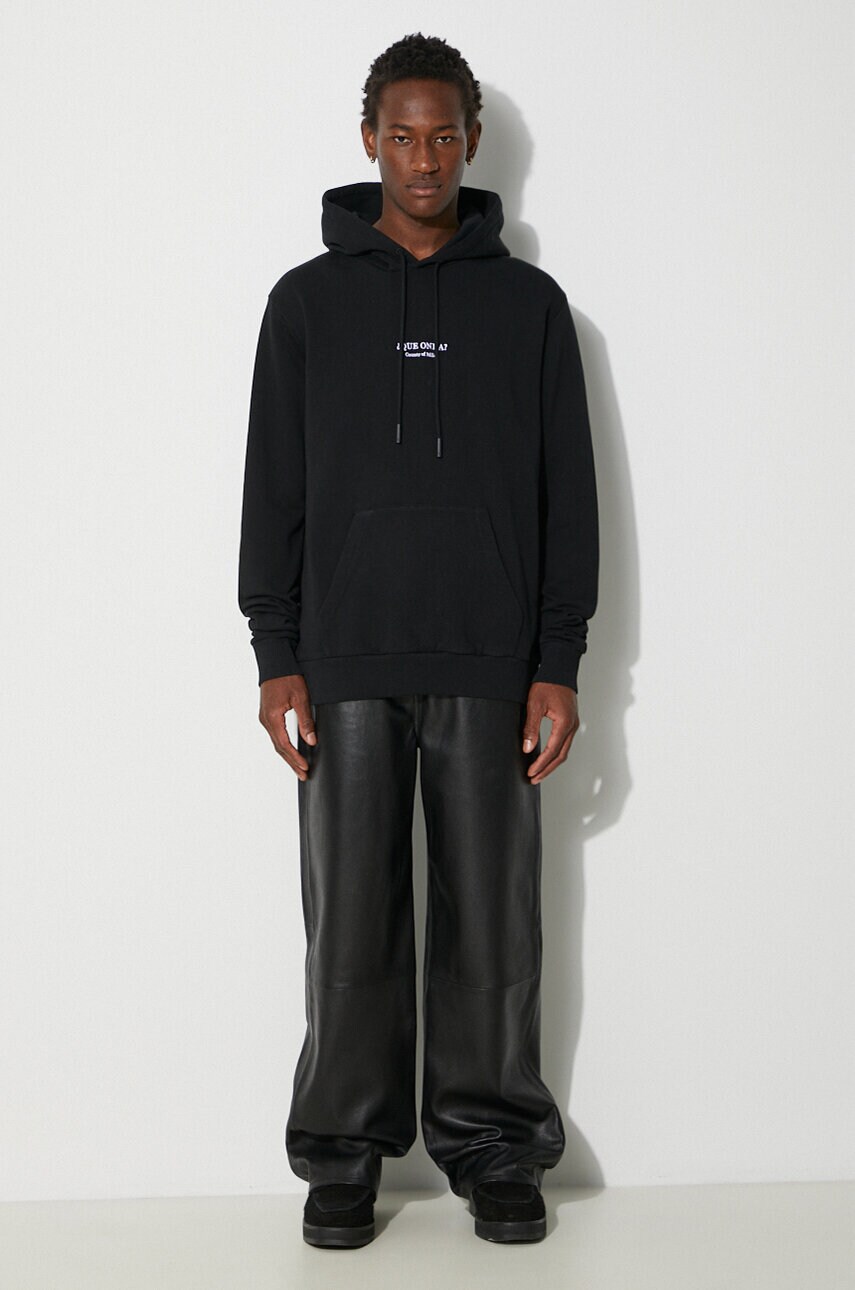 Бавовняна кофта Marcelo Burlon Que Onda Regular Hoodie чоловіча колір чорний з капюшоном з аплікацією CMBB007F24FLE0061001