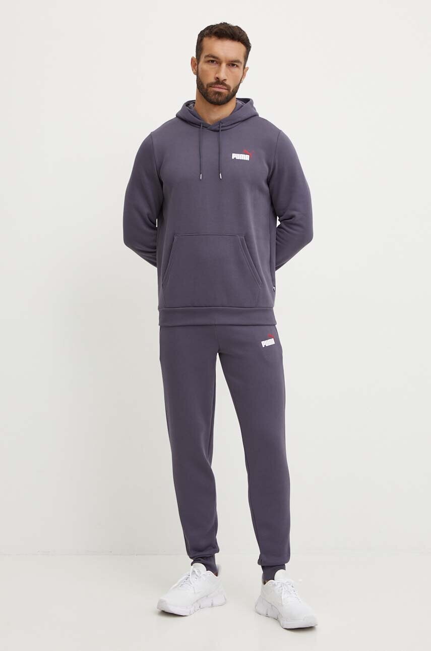 Кофта Puma чоловіча колір сірий з капюшоном з принтом 674471