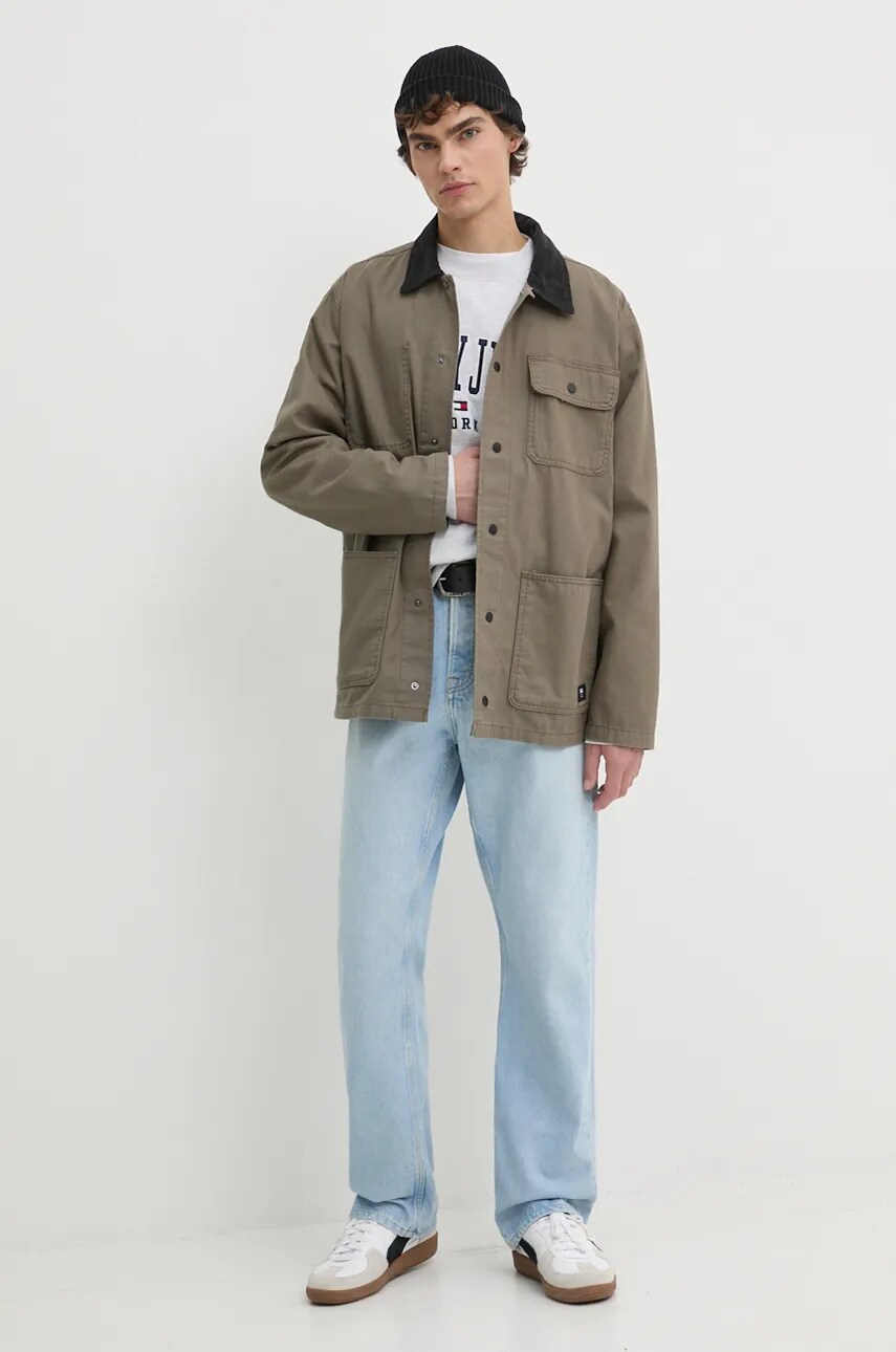Кофта Tommy Jeans чоловіча колір сірий з аплікацією DM0DM19757