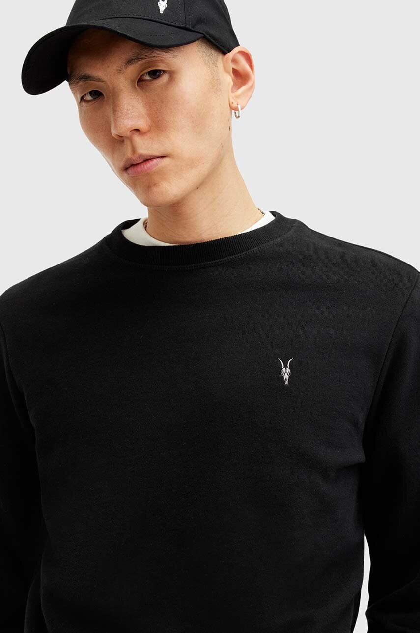 Бавовняна кофта AllSaints RAVEN CREW чоловіча колір чорний однотонна M037NB