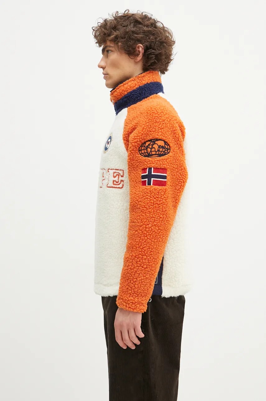 Флісова кофта Napapijri Equipe Fleece колір бежевий візерунок NP0A4IK6MO91