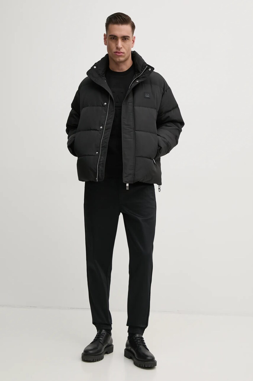 Бавовняна кофта Armani Exchange чоловіча колір чорний з аплікацією 6DZMLF ZJ4XZ