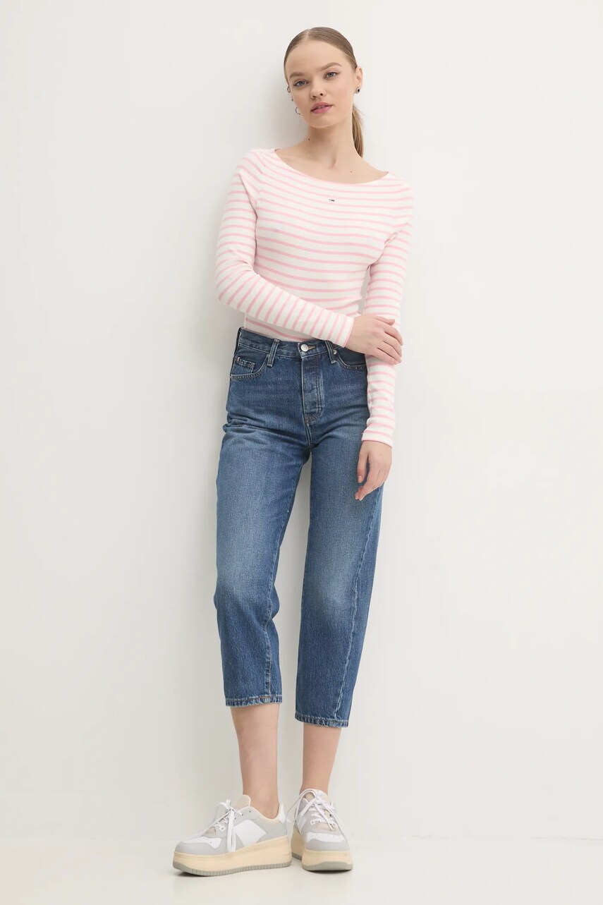 Лонгслів Tommy Jeans жіночий колір рожевий DW0DW19817