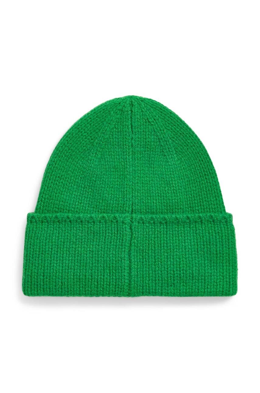 Вовняна шапка Polo Ralph Lauren колір зелений вовна 455954355