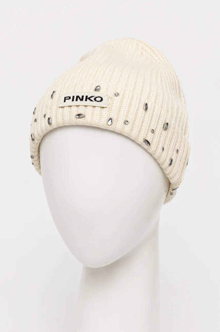 Шапка з домішкою вовни Pinko колір бежевий  104326 A27A